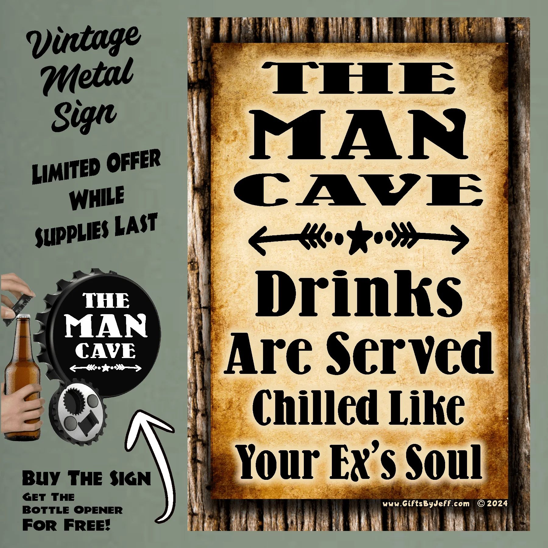 Man Cave, Where The Drinks Are Served Chilled FBO