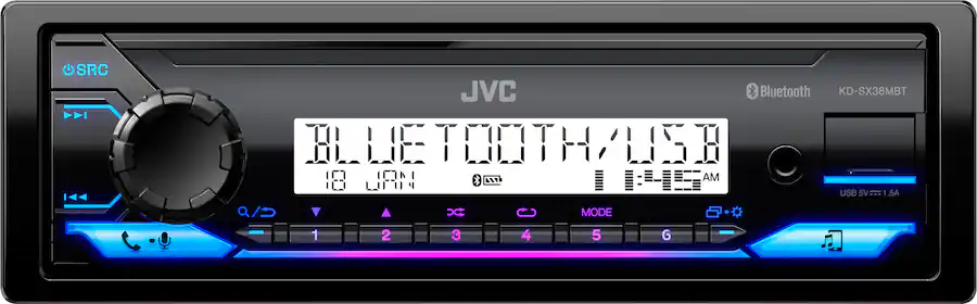 JVC KD-X38MBS Marine-Rated Digital Media Receiver with Bluetooth